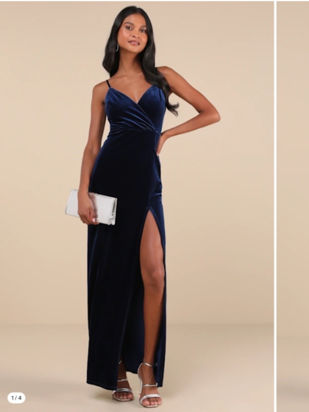 LULU's Chic Prom Wedding Sexy Romantic Regal Elegant Blue Velvet Maxi Dress